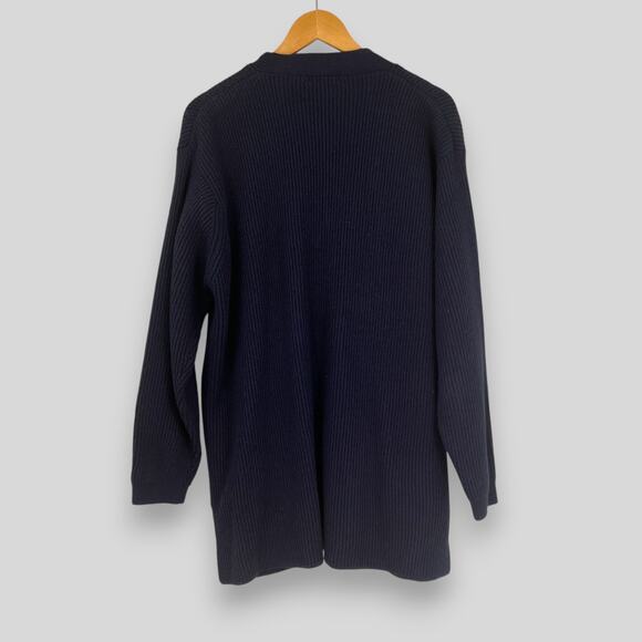 Vintage Yarnworks Navy Blue Longline Cardigan Sweater Size 1X - Picture 2 of 5